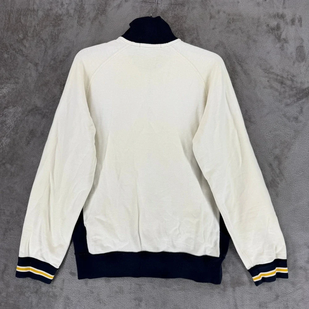 Polo Ralph Lauren Mens Track Jacket Cream Navy MCB-7 Crest Full Zip Large